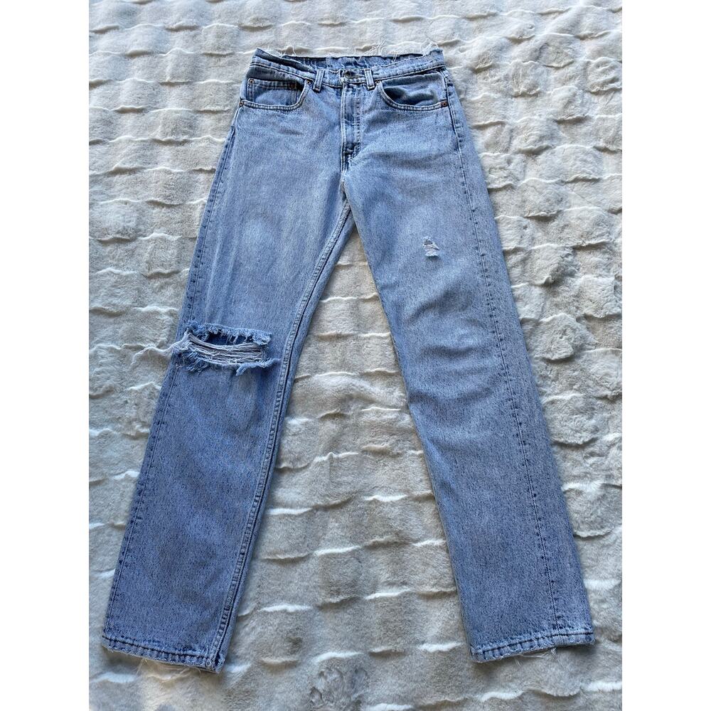 🔥Vintage 81” Levi’s Made In USA Stonewash Fray Holes Straight Leg Grunge 31/32